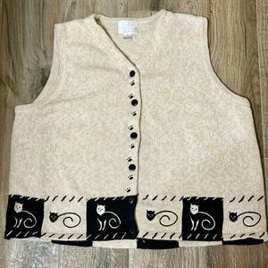 Christopher and Banks Cat Patterned Knit Vest